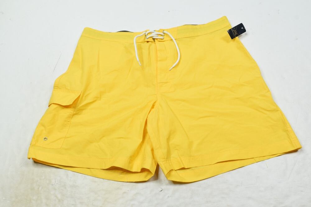 Brooks Brothers 346 Board Shorts Mens 40 Yellow Drawstring Classic Fit Beach